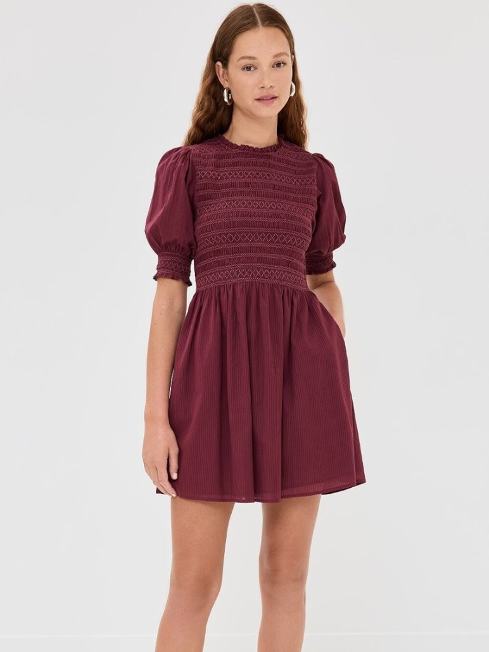 Hill House Home Vivi Nap Dress Burgundy Shadow Stripe S NWOT